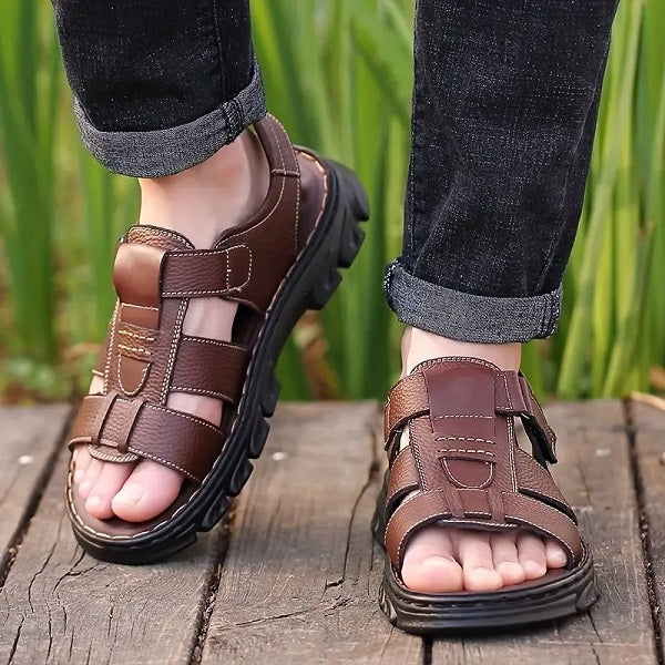 Sandalias en cuero genuino
